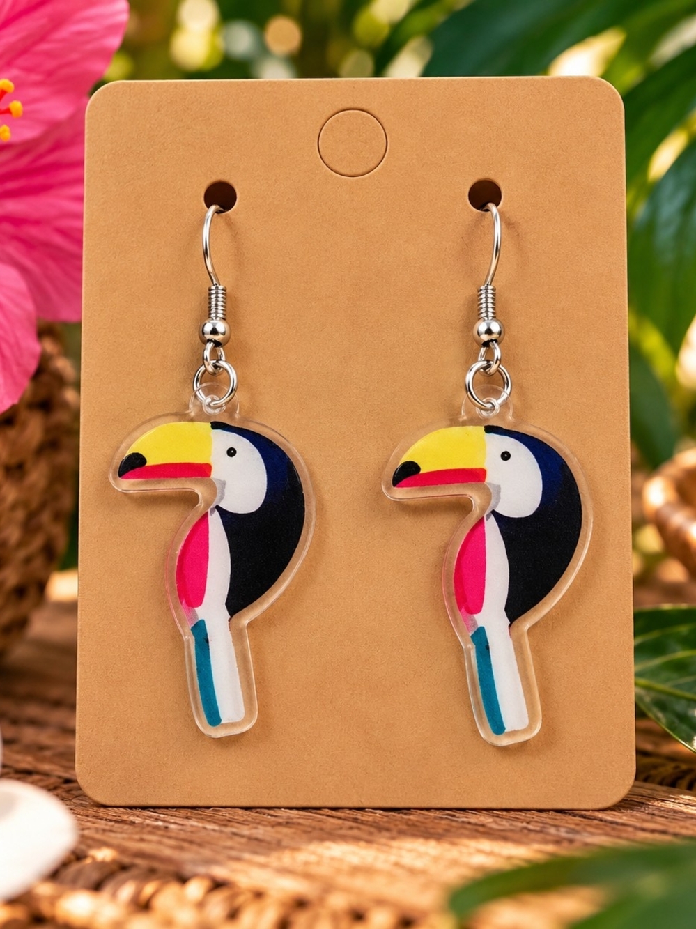 Colorful Acrylic Toucan Bird Dange Drop Earrings New